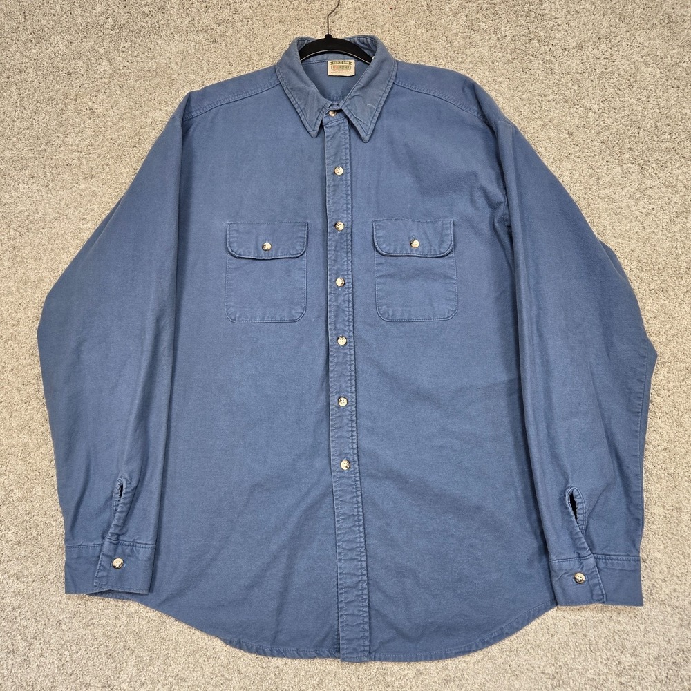 Vintage Five Brother Chamois Flannel Shirt‎ mens 2XLT tall man Blue Pockets